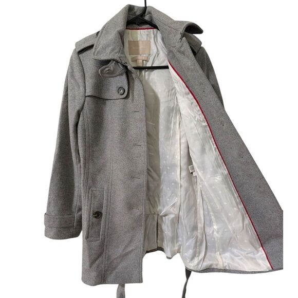 Banana Republic Grey Melange Wool Blend Petite Trench Coat w/Belt Women's S - Picture 5 of 10